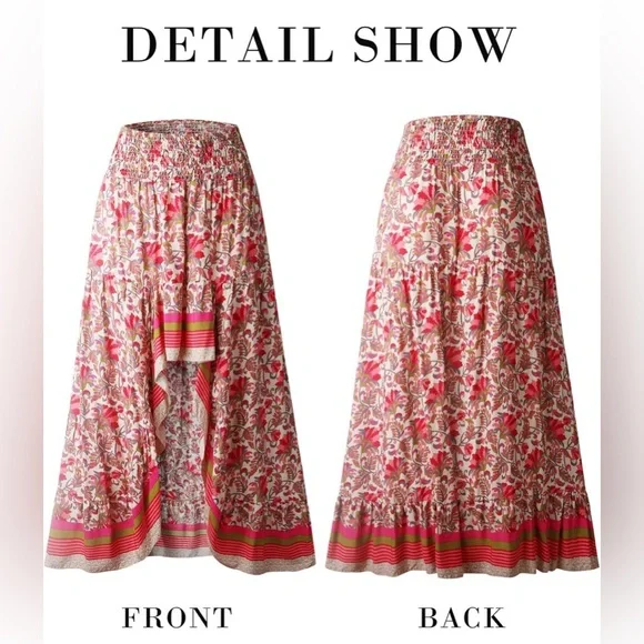 NWT BTFBM Floral High-Low Skirt with Ruffled hem Sz XL - Picture 3 of 11